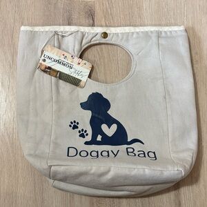 Canvas fabric insulated lunch bag || dog print